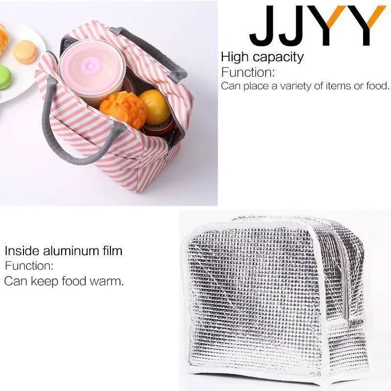 Functional Pattern Cooler Lunch Box Portable Insulated Canvas Lunch Bag Thermal Food Picnic Bag for Women Kids