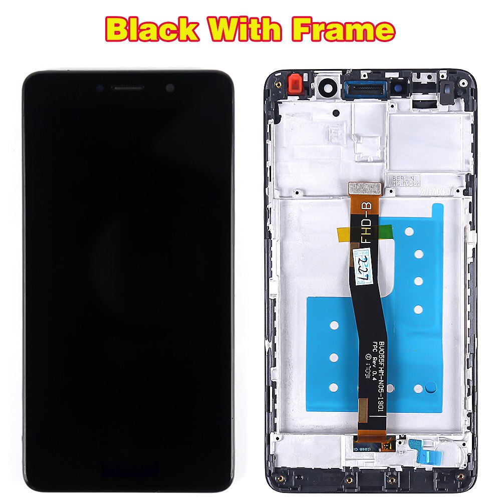 Huawei LCD Display For Huawei Honor 6X BLN-L24 BLN-AL10 BLN-L21 BLN-L22 touch screen Digitizer Assembly Frame with Free Tools: Black With Frame