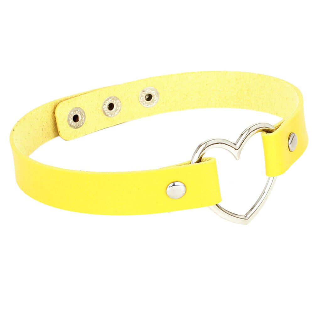 1 Stück Choker Halskette Punk Leder Hals Kette Kragen Herz Liebe Schmuck Weibliche Hals Schlüsselbein Kette Schmuck @ 3: Yellow