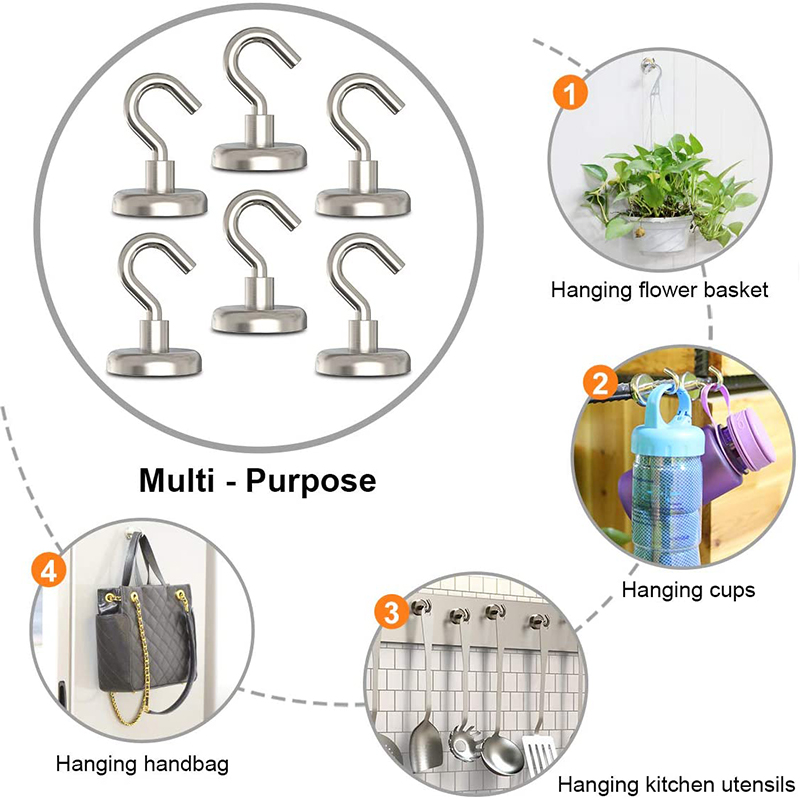 Crochet magnétique puissant, crochet magnétique lourd, crochet de suspension mural, cuisine réfrigérateur garde-robe outils de rangement ménagers 10 pièces
