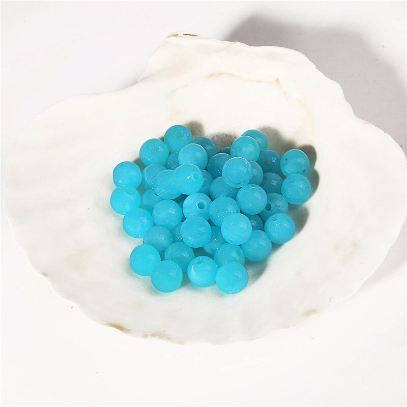 100pcs 6mm Acrylic Clouds Beads Effect Round BEADS Spacer Loose Beads For Jewelry Making Accessories DIY Bracelet Necklace: Blue