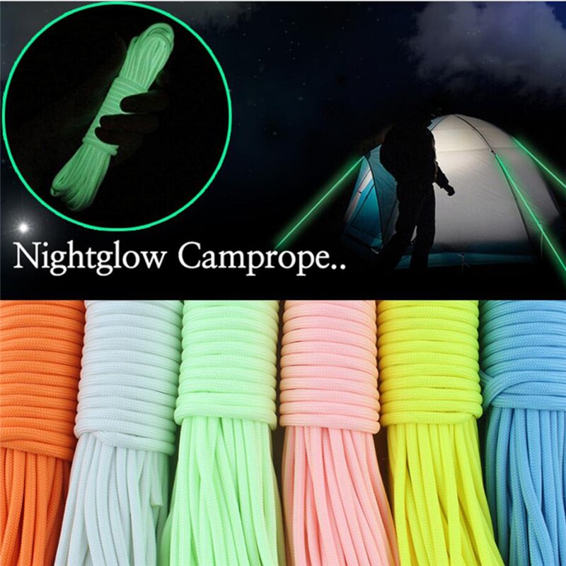 5/10 Meters Survival Paracord Luminous Rope Camp Glow Paracord 550LB 7 Strands Lanyard Ropes Outdoor Ropes