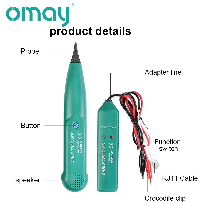 OMAY MS6812 Cable Tracker LAN Tester Line detector UTP STP Telephone Wire Tracer Breakpoint location Diagnose Tone