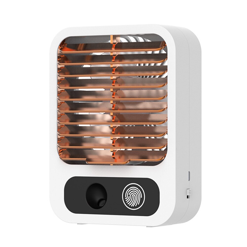 Portable 2 in 1 3 Gears Handheld Leafless Air Humidifier Fan USB Quiet Summer Electric Personal Desktop Fan for Office Bedroom: White