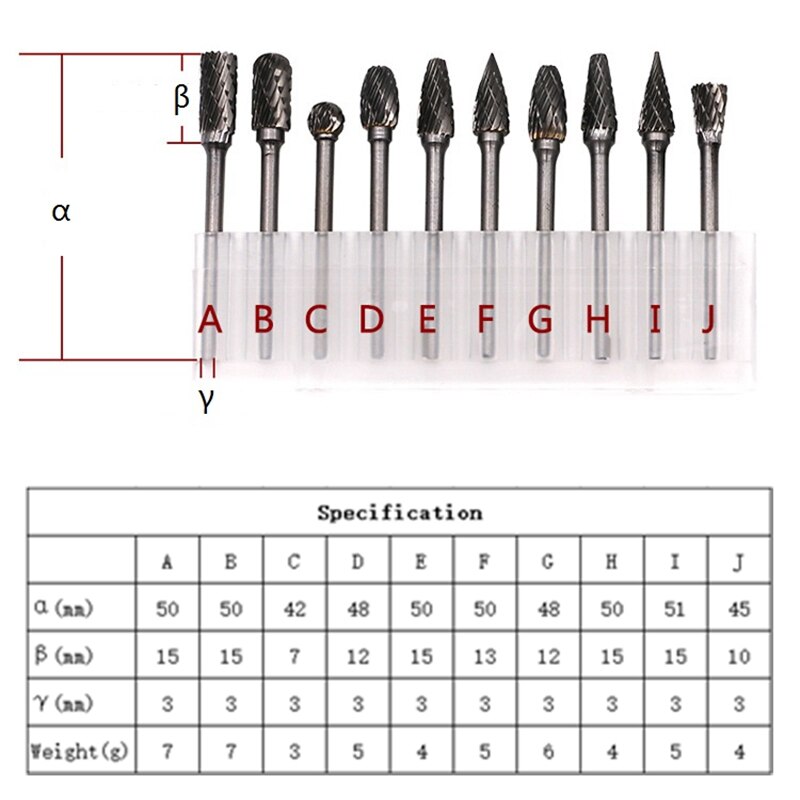 Milling Cutter Rotary Burr Tungsten Carbide Cutter Set Drill Bit CNC Engraving Abrasive Tools for Metalworking Milling Polishing