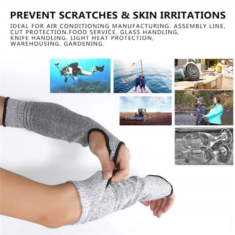 Manguitos anticorte para el brazo, protección para el trabajo del brazo, transpirable y duradera, EN388, Nivel 5, guantes de seguridad resistentes a los pinchazos, 1 par