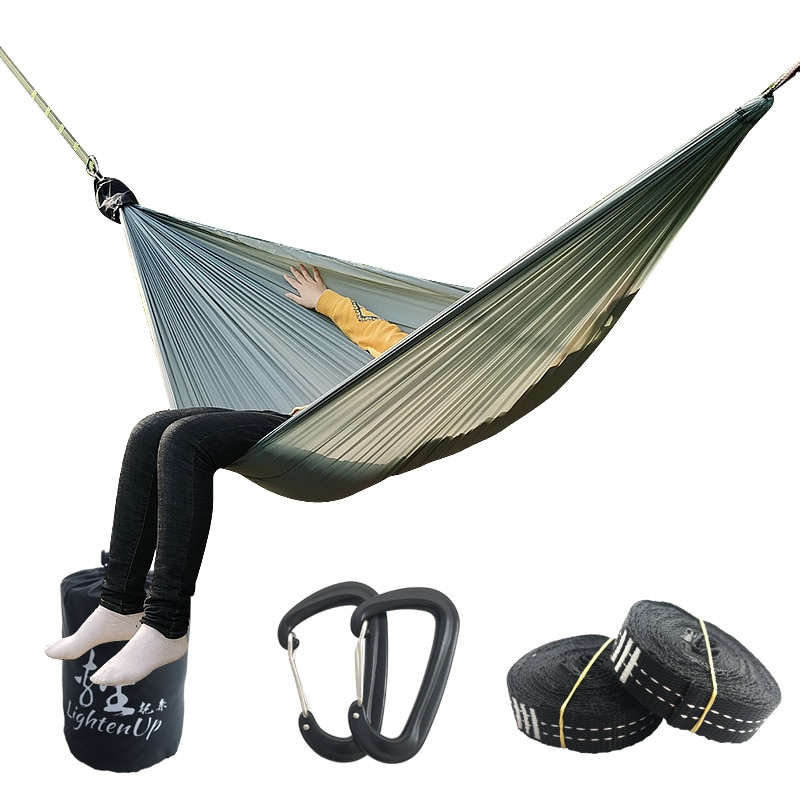 Single Canvas Hammock Folding Bed Outdoor Camping Backpackaging Leisure Swing Portable Hanging Bed Sleeping Swing Hammock