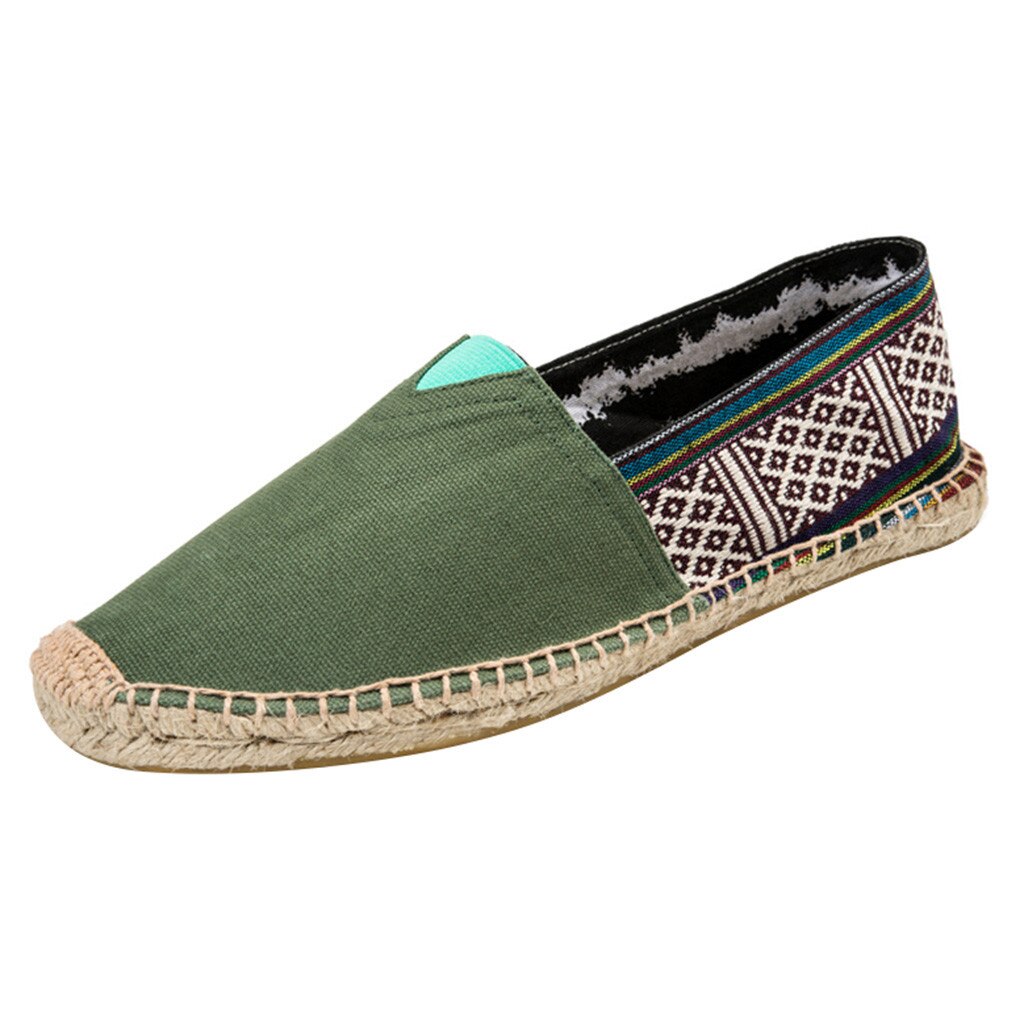 casual shoes Sole Women Handmade Lightweight Espadrilles Slip on Casual Canvas Loafers Ladies Flat Shoes Size: Green / 38