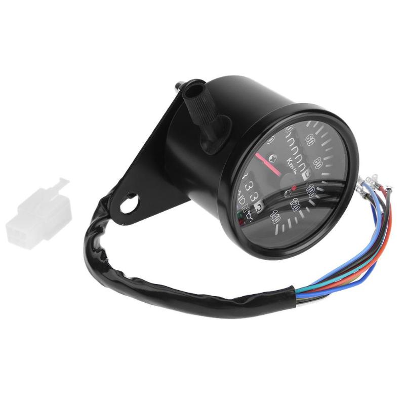 VODOOL Universal Retro Motorcycle Meter Dual Odometer KM/H Speedometer Tachometer Gauge LED Backlight Indicator Light Dial