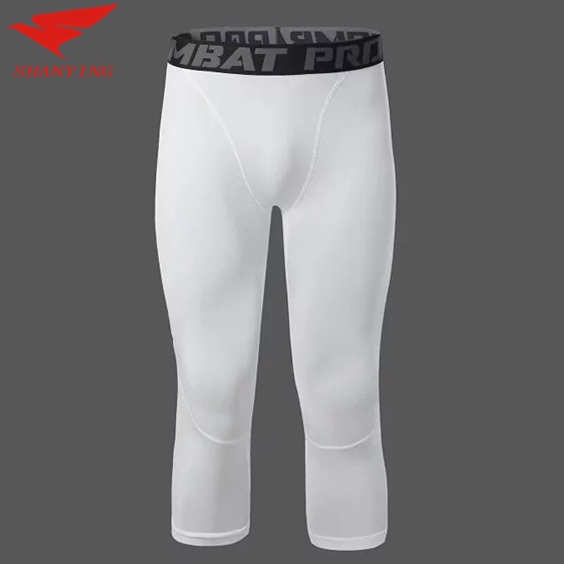 Men Bodybuilding Jogging Leggings Compression Base Layer Pants Workout Sports Soccer Fitness Gym Basketball Shorts 3/4Yoga pant