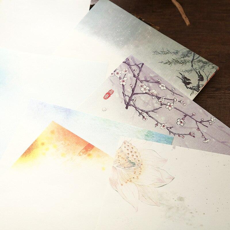 6 unids/set Vintage y sobre papel de carta Set (4 de papel de carta + 2 sobres) flores para manualidades sobre papel de cartas de papelería