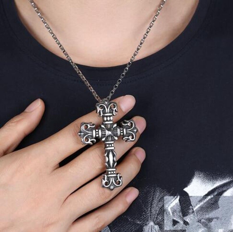 Color hombres colgante clásico Cruz oración Cristo Acero inoxidable hombres mujeres joyería