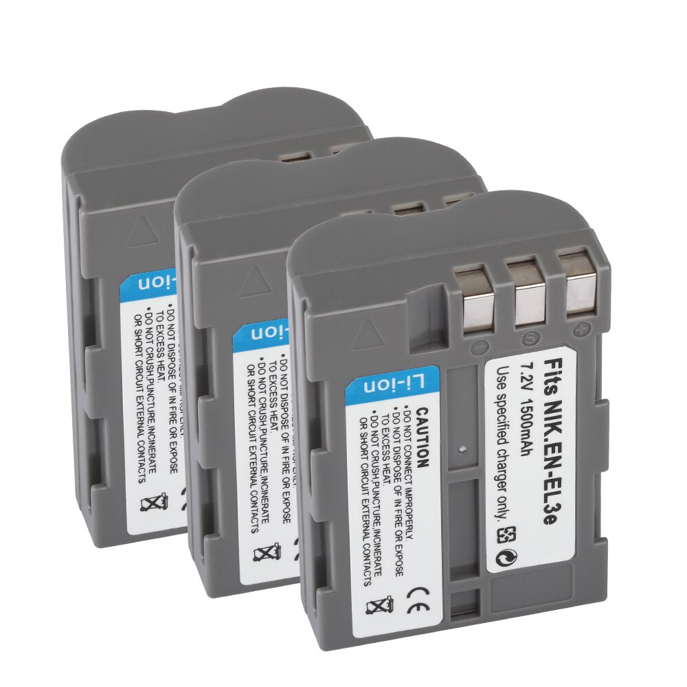 EN EL3e ENEL3e Batteries for Nikon D30 D300s D50 D70 D70S D100 D200 D300 D800 V1 MB-D11 MB-D12 MH-18A 1500mAh Camera Battery: 3Battery