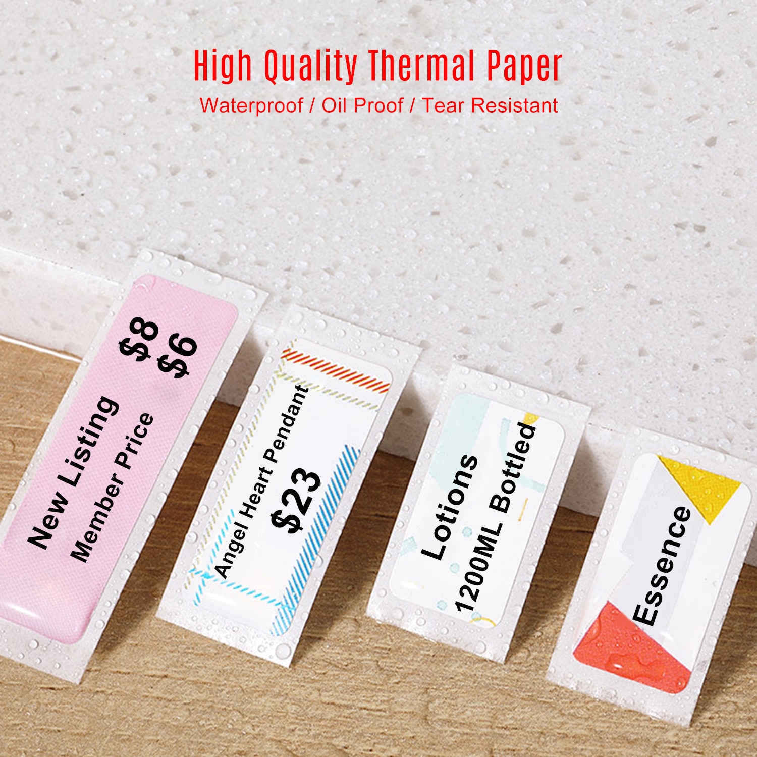 12*40mm 160 Uds./rollo de impresión etiqueta papel térmico código de barras precio tamaño nombre etiquetas en blanco resistente al agua resistente a rasgaduras para el hogar