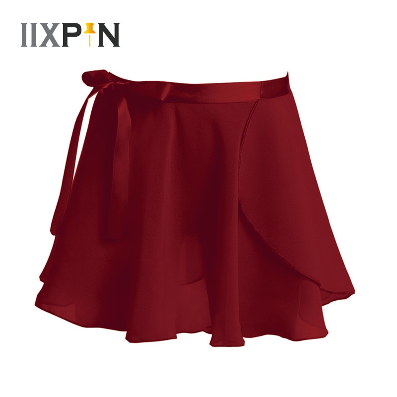 IIXPIN-Falda envolvente de Ballet para niñas, falda tutú básica clásica de gasa con lazo en la cintura