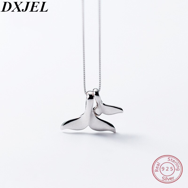 Plata de Ley 925 colgante de cola de ballena Collar para las mujeres Delfín de cola de pescado de Gargantilla de plata collares, joyas de accesorio