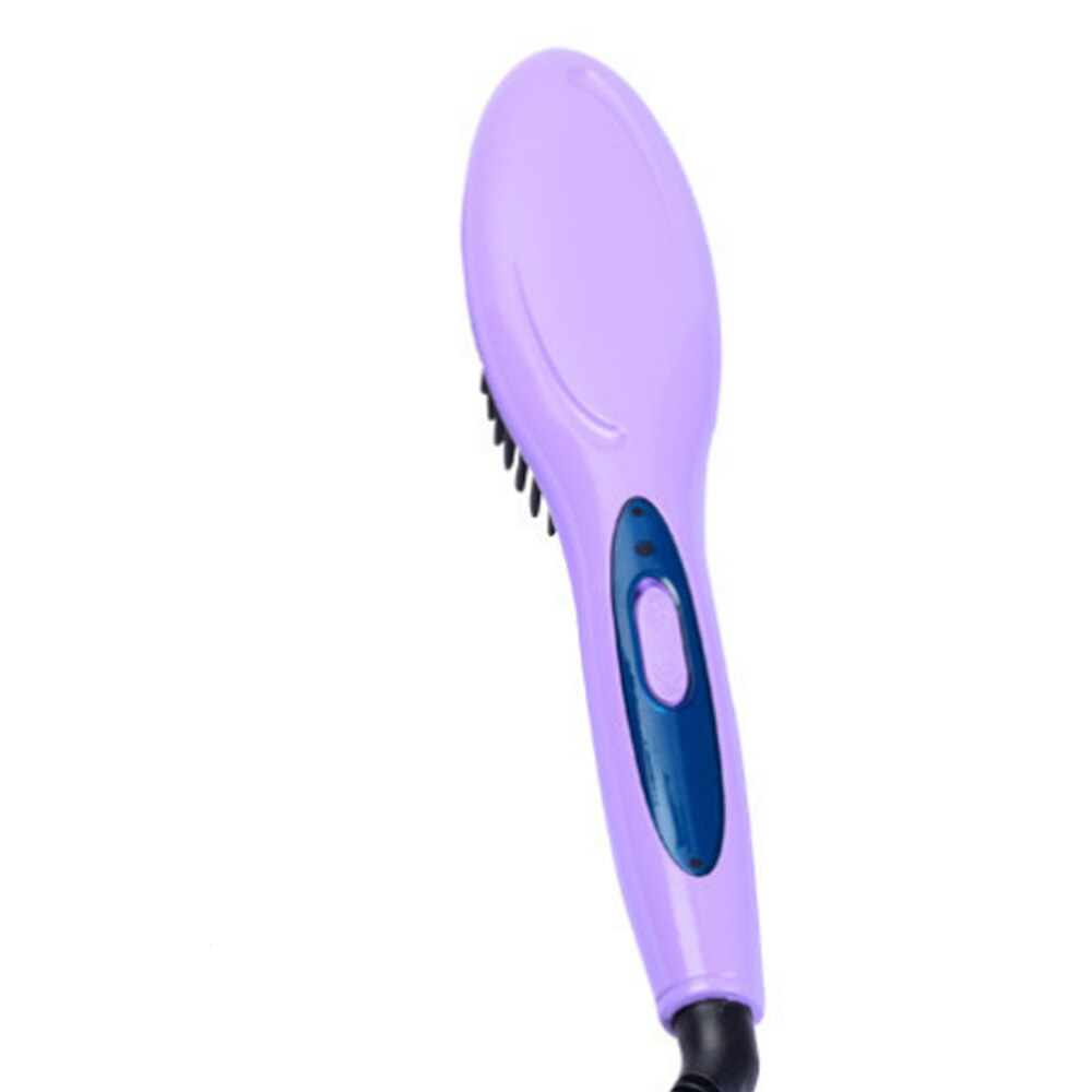 Hottest Ceramic Electric Hair Straightening Brush Hair Straightener Comb Girls Ladies Wet & Dry Hair Care Styling Tools: Purple / us