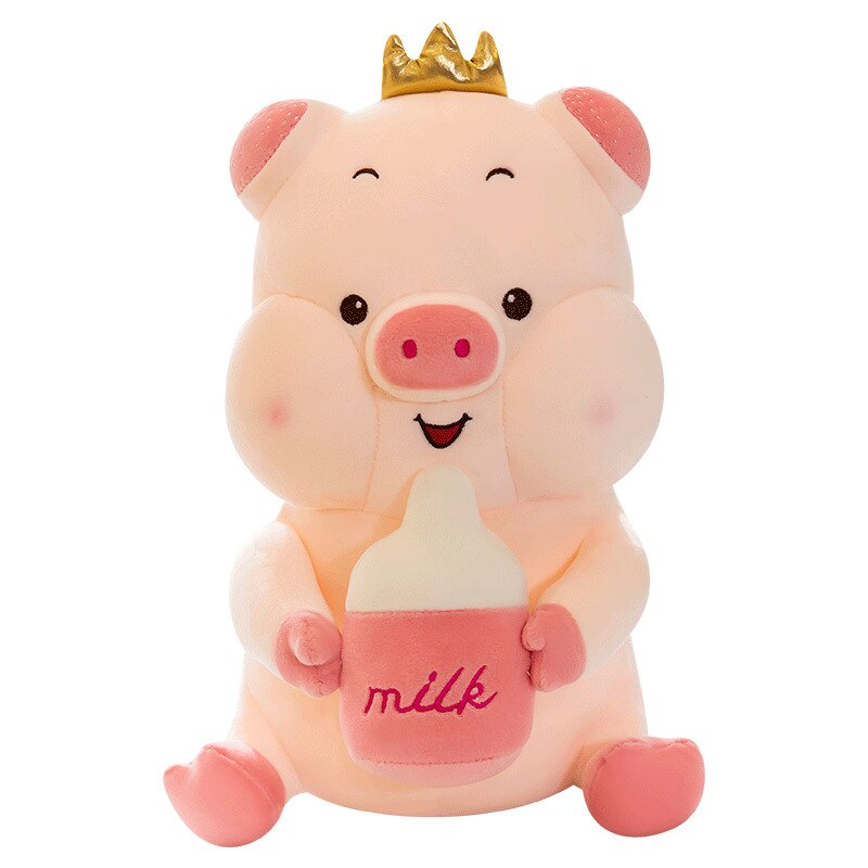 Cartoon Crown Baby Bottle Pig Plush Toy Cute Pig Doll Pillow Ragdoll Children&#39;s Birthday подушки декоративные: 45cm