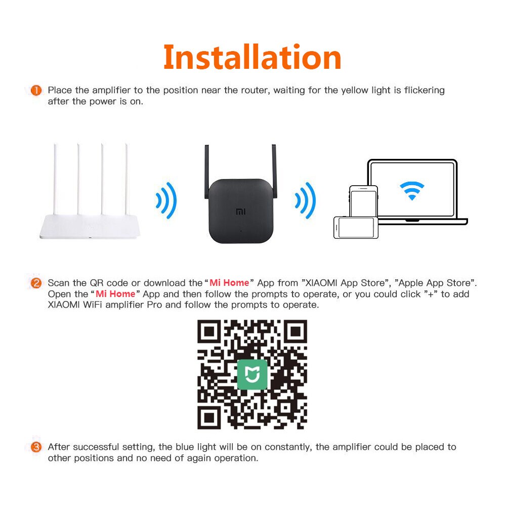 Xiaomi Wifi Repeater Pro Router 300Mbps Mi Versterker 2.4G Netwerk Expander Repeater Power Extender Roteador 2 Antenne Thuis kantoor