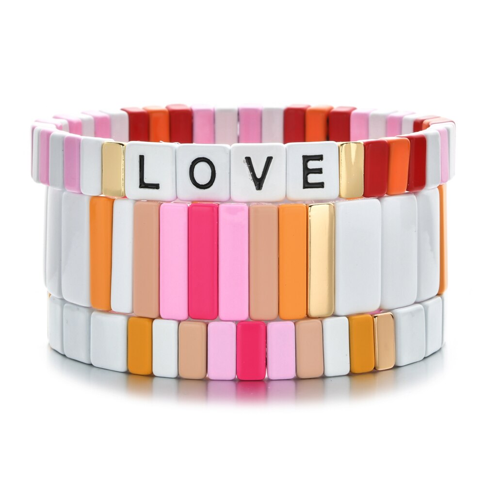 DIY Beads Enamel Tile Bracelet Pulseras Mujer Moda 2022 Bracelets Jewelry Women Bileklik Boho Rainbow Armband: A15