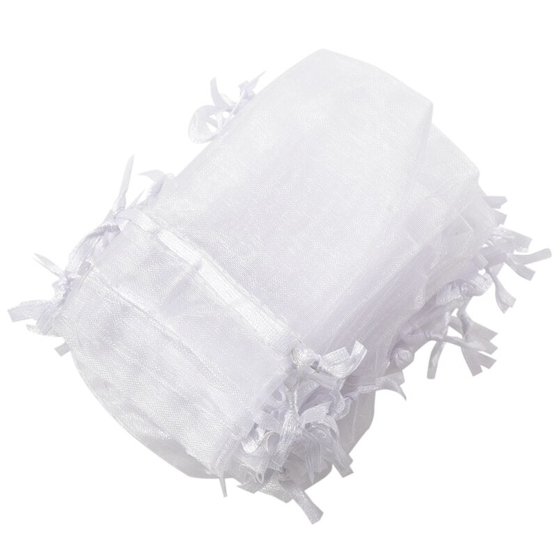 100 x White Organza Wedding Party Bags