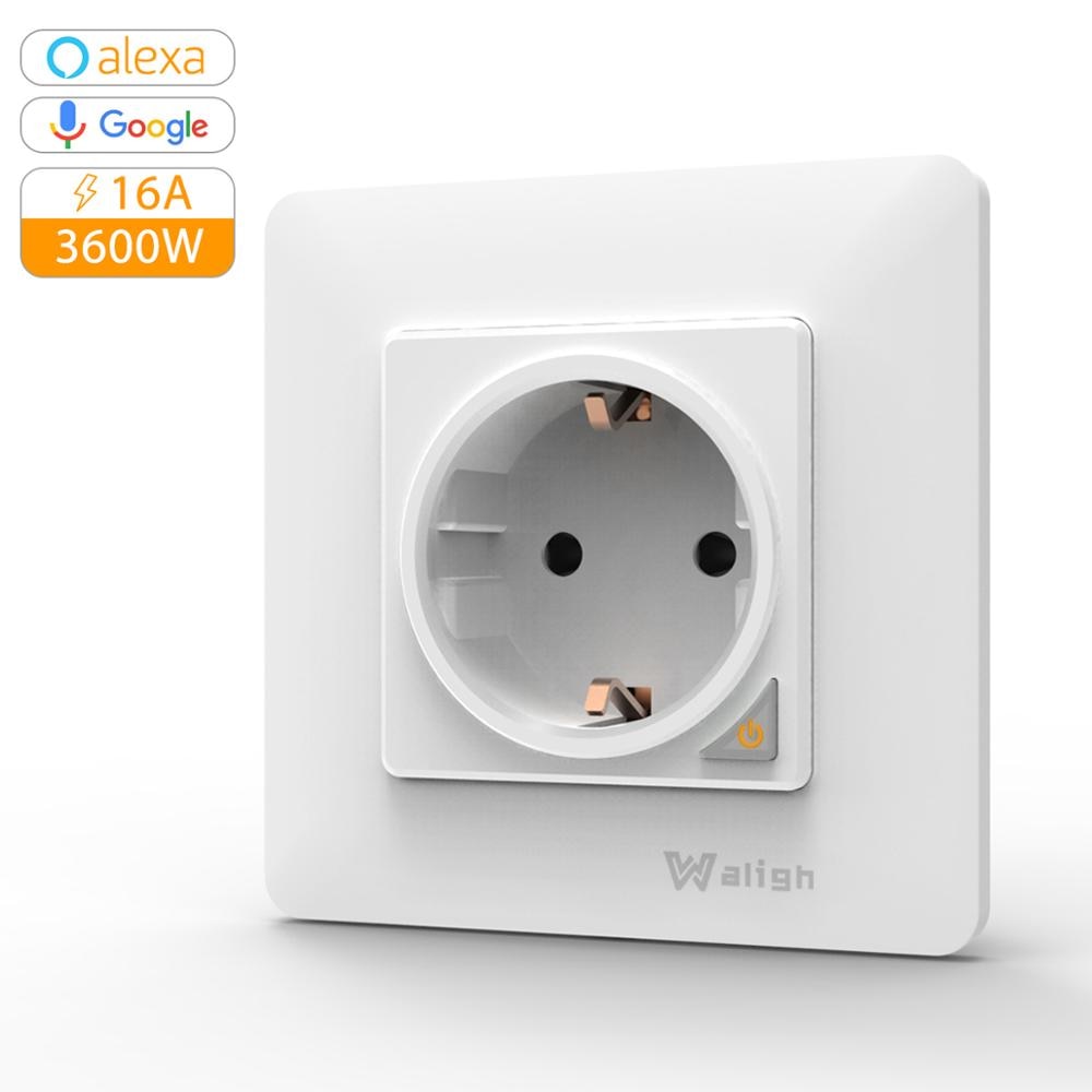 Time switch wifi socket flush-mounted, 16A Waligh eSocket overvoltage protection, compatible with Alexa, Google Home and Siri, u