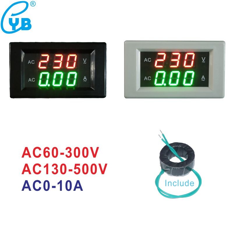 amperímetro de voltímetro de CA Digital AC 60-300V 0-10A Led voltímetro de amperios AC130-500V metro del panel actual