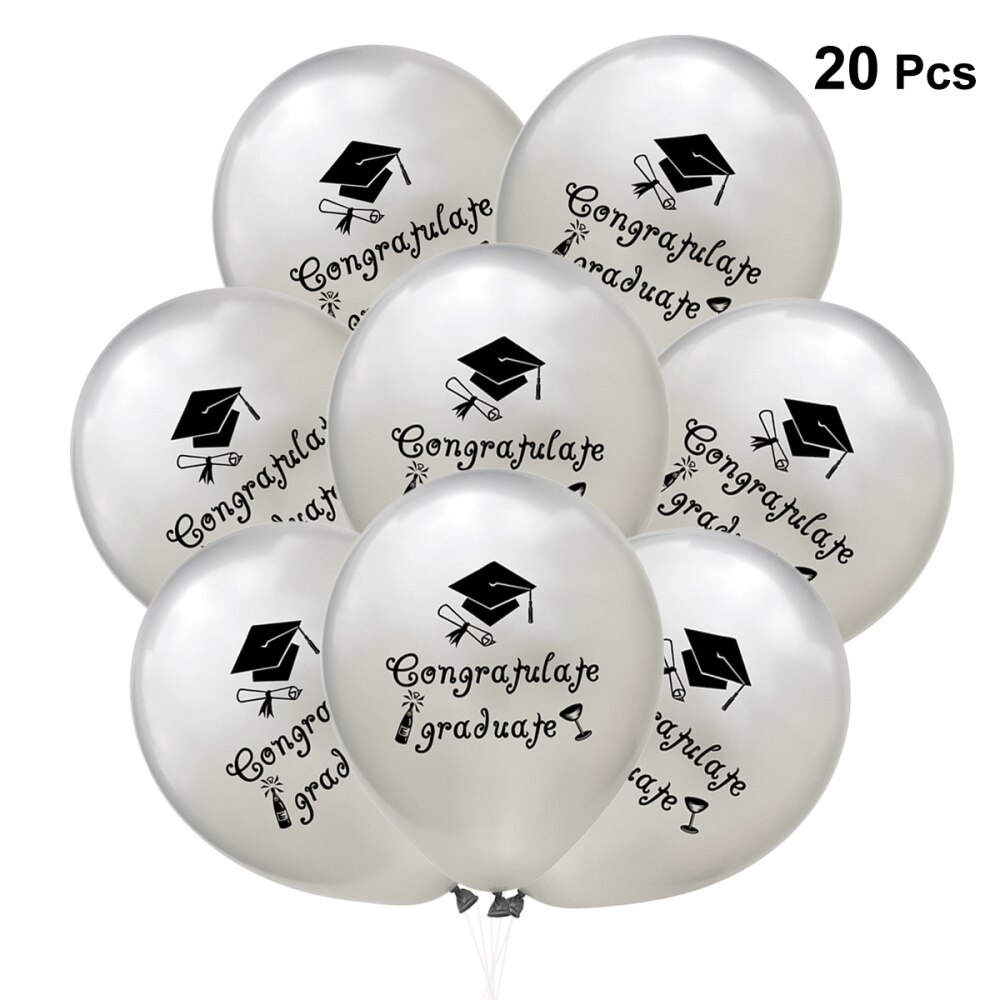 20 Pcs Latex Balloons Latex Inflatable Congratulate Graduate Letter Baloon Decoration Ball for Graduation Party