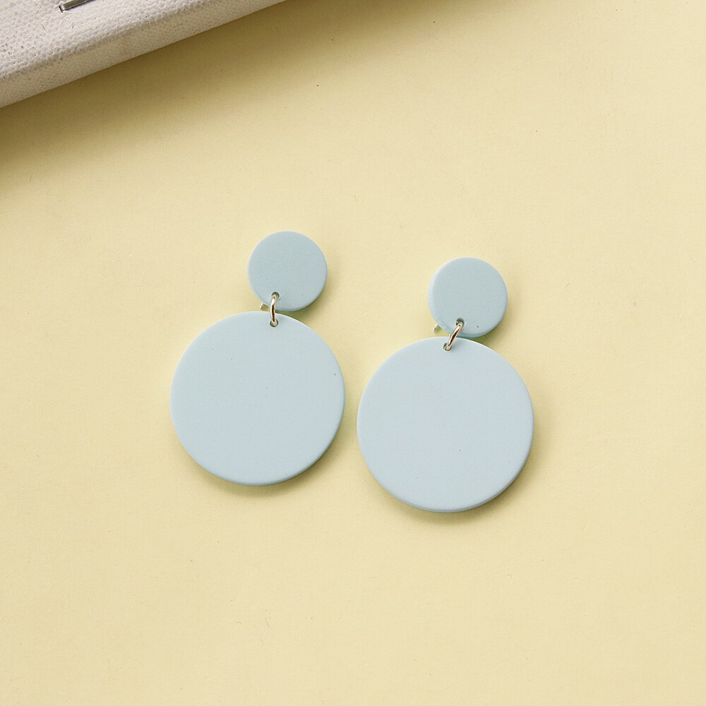 Round Watermelon Print Cute Fruit Earrings Classic Trendy Pink Blue Unique Dangle Earring Statements Vintage Jewelry: Pure Blue