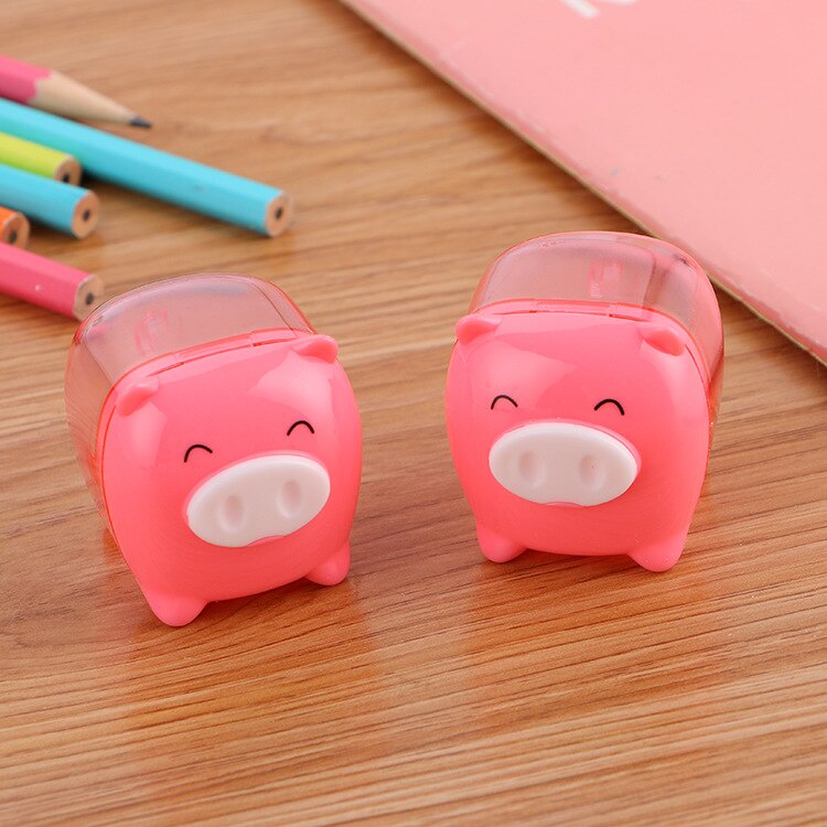 Puntenslijper Leuke Leren Briefpapier Puntenslijper Creatieve Student Award Mini Piggy Puntenslijper: Pink