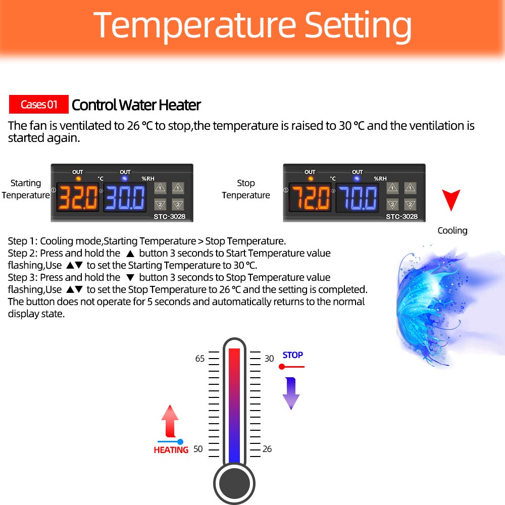 STC-3028 12V 24V 220V Temperature Humidity Controller Home Fridge Cooler HeaterThermometer Hygrometer Control Switch 40% Off