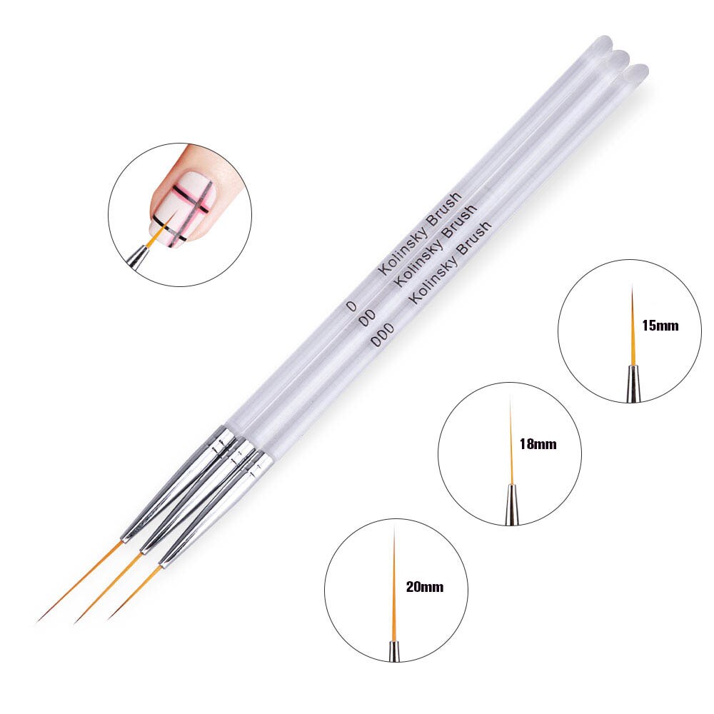 Nail Art Brushes Set 3/5Pcs/set Drawing Carving Painting Pen paiting carving line Manicure Set For nail art Brush Drawing Tool