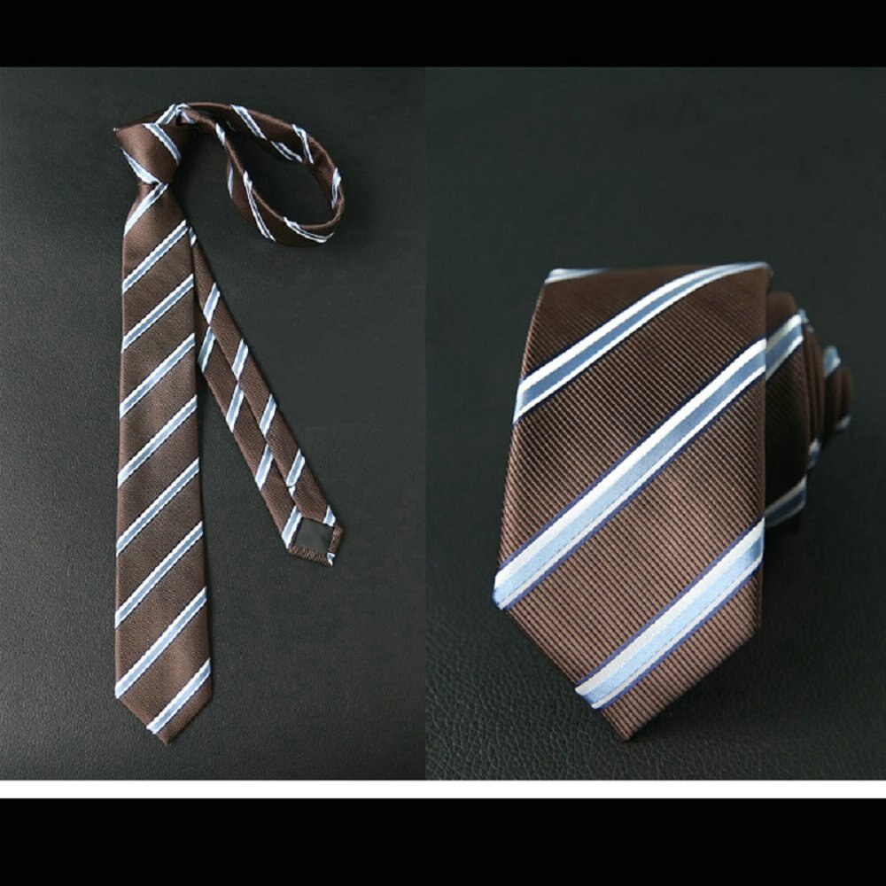 Heren 7 cm Smalle Stropdas Voorgebonden met Ritssluiting Veiligheidsstropdas Casual Business Lengte 48cm - C Geruit Grijs