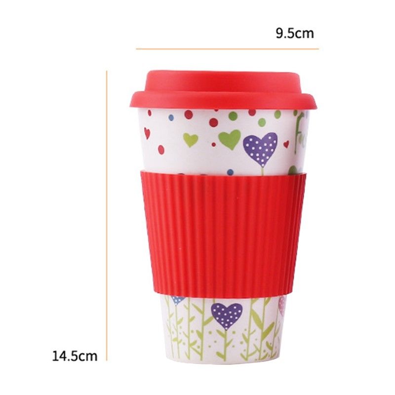 Portable Practical 400ml Reusable Bamboo Fibre Coffee Cups Fashionable Eco Friendly Printing Travel Mugs Useful