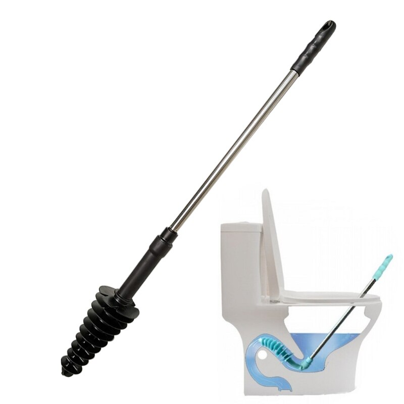 Rioolbuis Verstopping Zuiger Type Baggeren Apparaat Lange Steel Wc Flexibele Borstel Plunger Huishoudelijke Tool: Black