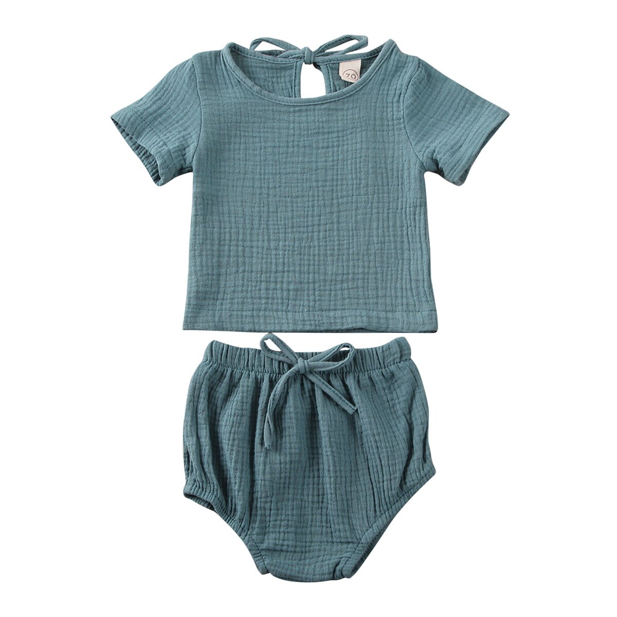 Kids Baby Boy Girl Clothes Cotton&Linen Tops+Shorts Pants Outfits Set: Blue / 24M