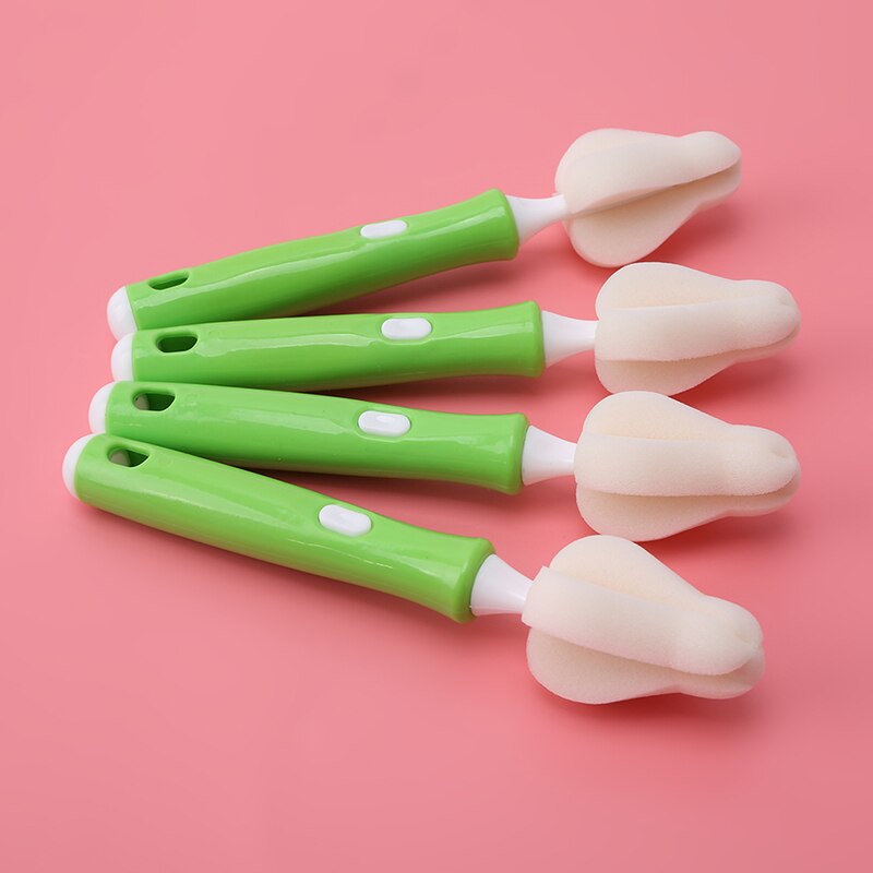 1 Set Baby Hoogwaardige Schone Spons Kind Speciale Fles Borstel Met Handvat Gebruiksvoorwerpen Borstel: 4 pcs