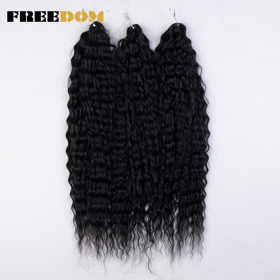 FREEDOM pelo rizado sintético para trenzas 24 pulgadas onda de agua Twist Crochet trenza pelo Ombre Rosa jengibre extensiones de cabello trenzado: Color natural