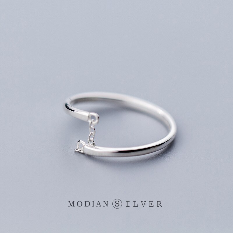 Modian Authentische 925 Sterling Silber Finger Ring für Frauen Kurze Kette Offene Einstellbare Einfache Ring Edlen Schmuck Schmuckstück