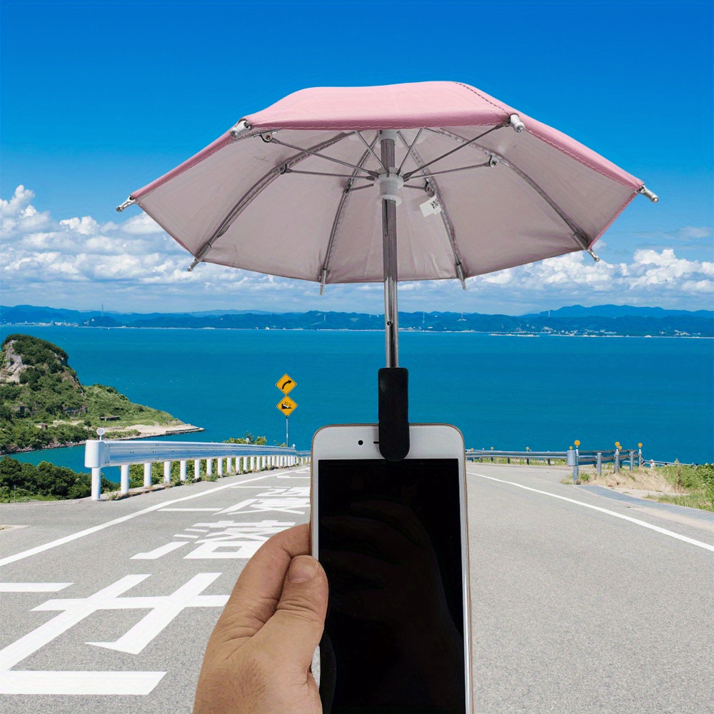 Soporte de paraguas para teléfono móvil de acero inoxidable con Clip para parasol, Mini soporte para teléfono con paraguas, soporte