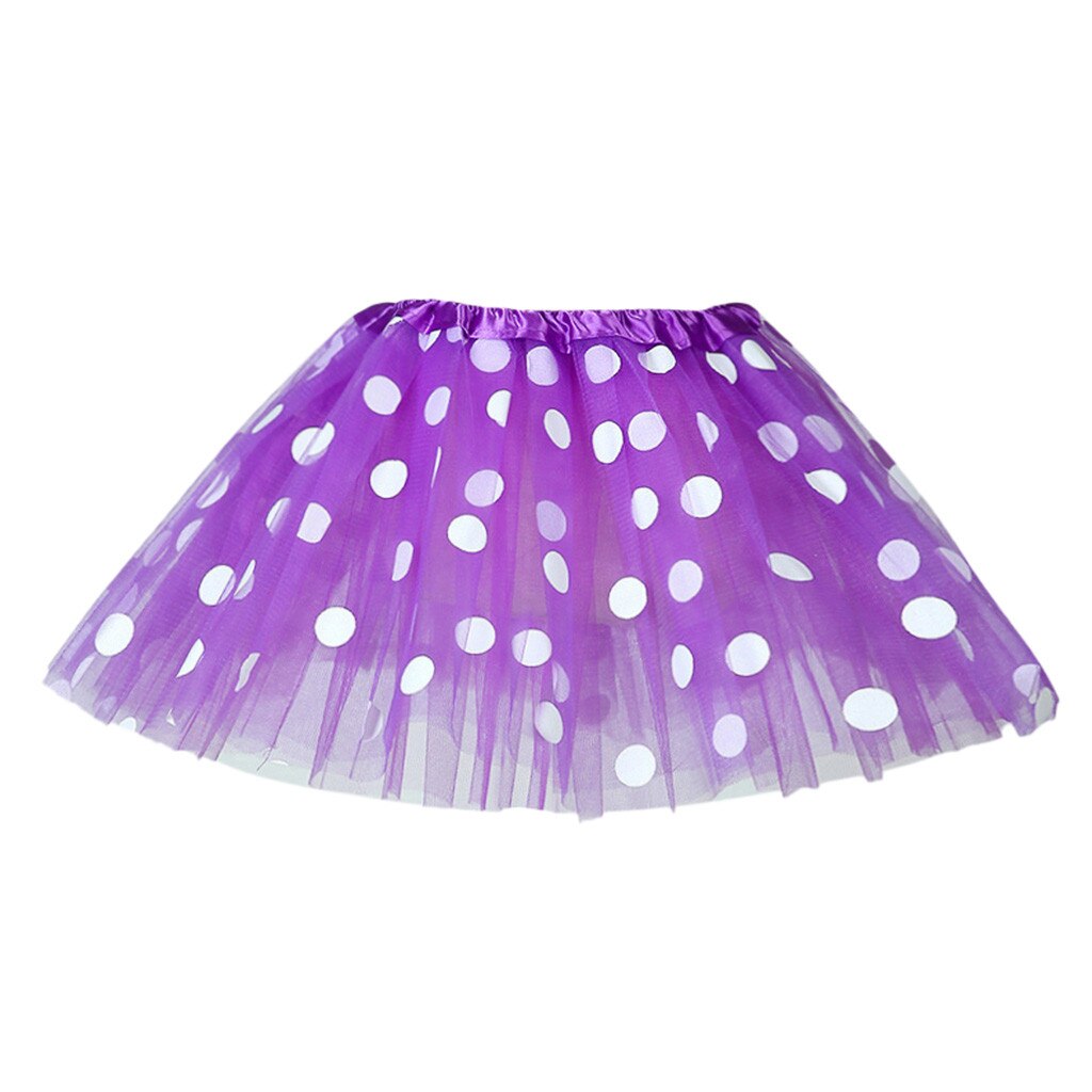 2 to 8 år tutu nederdel børn piger nederdele polka dot tyl ballet mesh prinsesse nederdele sommer pige dans tøj: Lilla