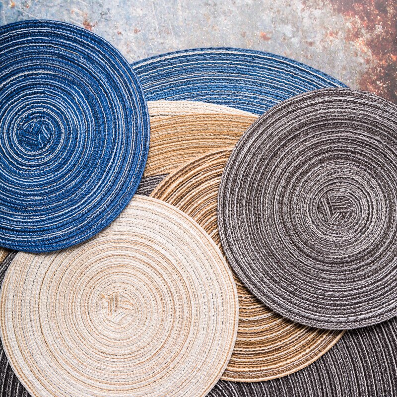 Onderlegger ronde tafel ramie isolatiemat effen placemats linnen antislip tafelmat keukenaccessoires decoratie onderzetter