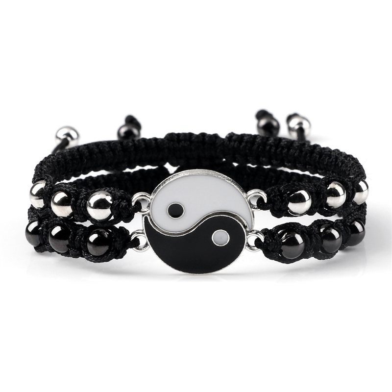 Draken Tai Chi Vlechtarmband Set - 2 Stuks - Yin Yang Koppel Armbanden: Kobalt Violet