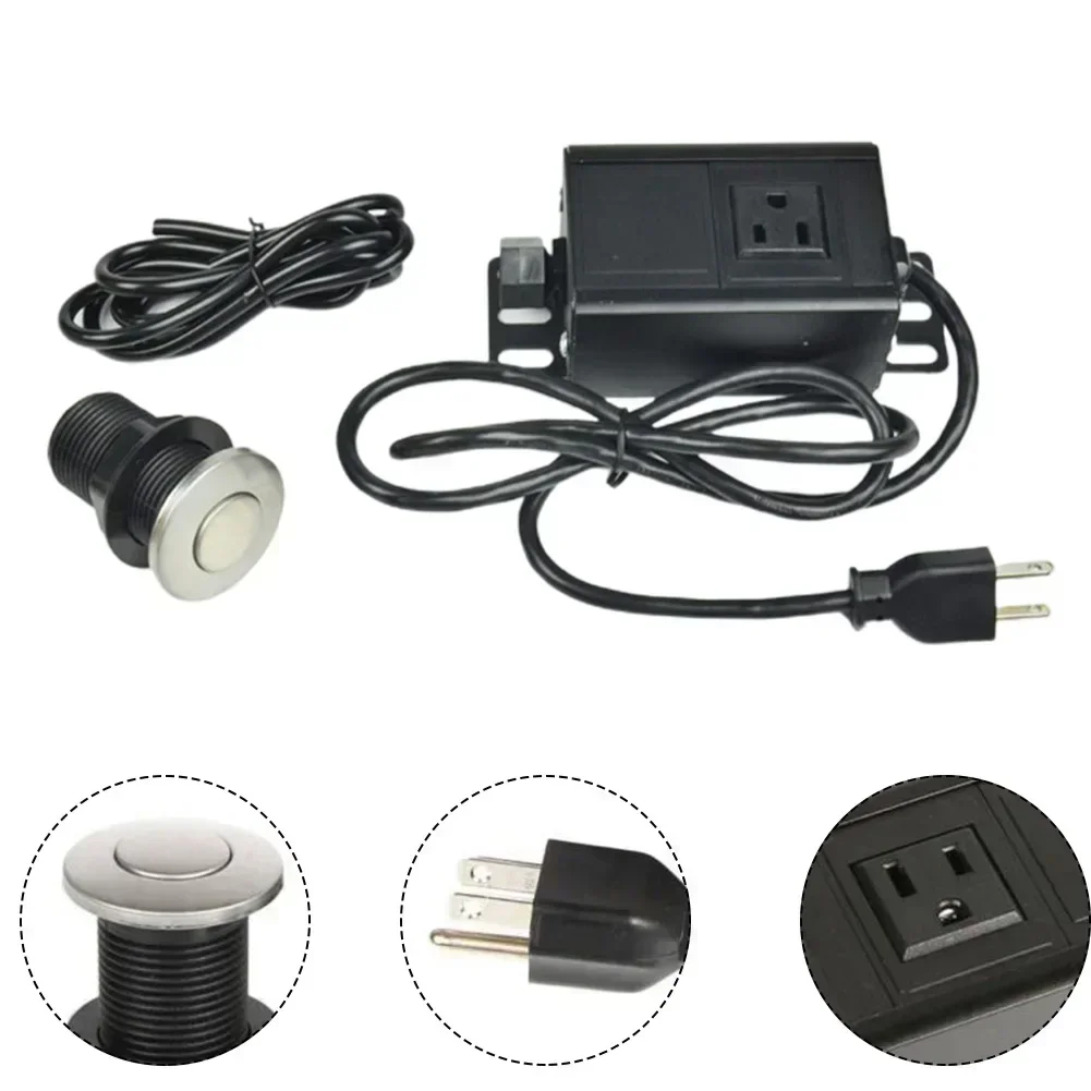 Garbage Disposal Air Switch Kit Single Outlet Single Control On/Off Air Button Stainless Steel Waterproof Anti-leakage Kit