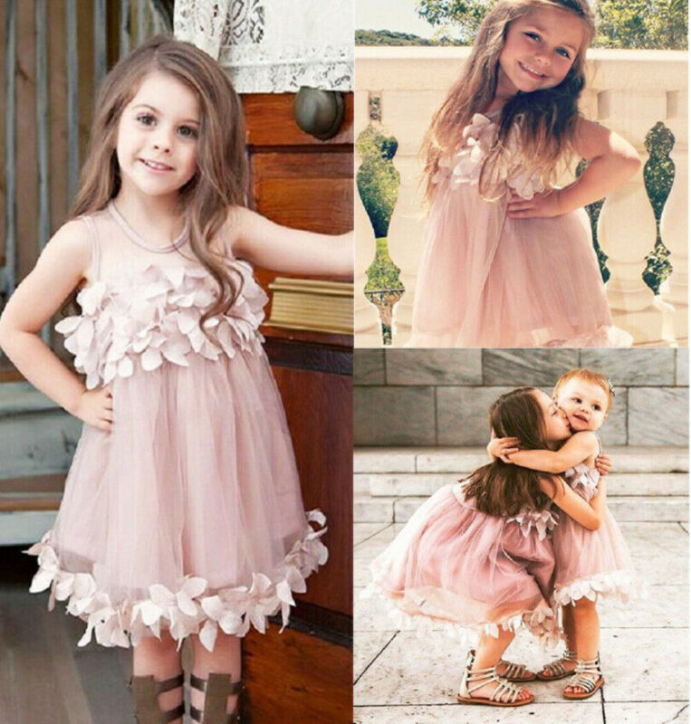 Toddler Kids Baby Girl Flower Tutu Dress Boho Beach Party Pageant Princess Dress Outfits Kids Girl Clothes 0-7T