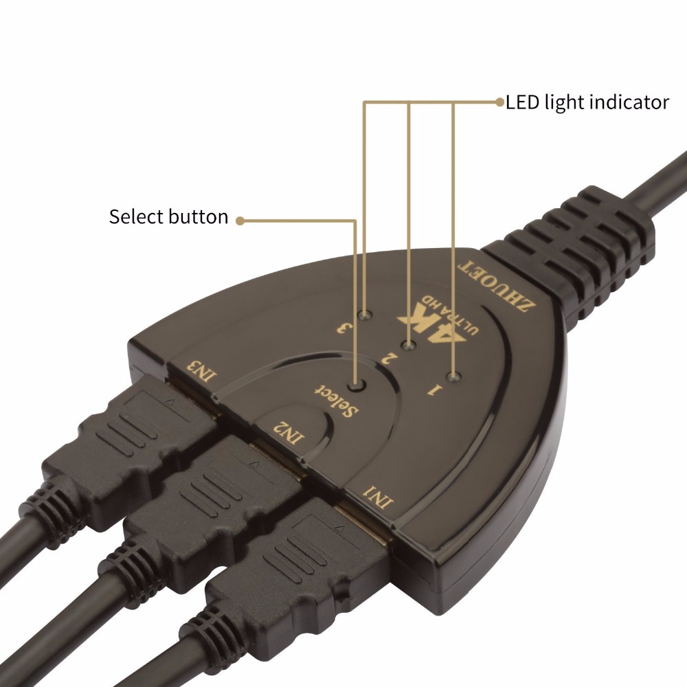 4K * 2K 3D Mini 3 Port Hdmi-Compatibel Schakelaar 1.4b 4K Switcher Splitter 1080P 3 In 1 Out Poort Hub Voor Dvd Hdtv Xbox PS3 PS4