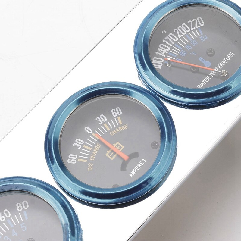 52mm Chrome Car Triple Gauge Meter Ammeter Water Temperature Oil Pressure 3-In-1 Combo Kit