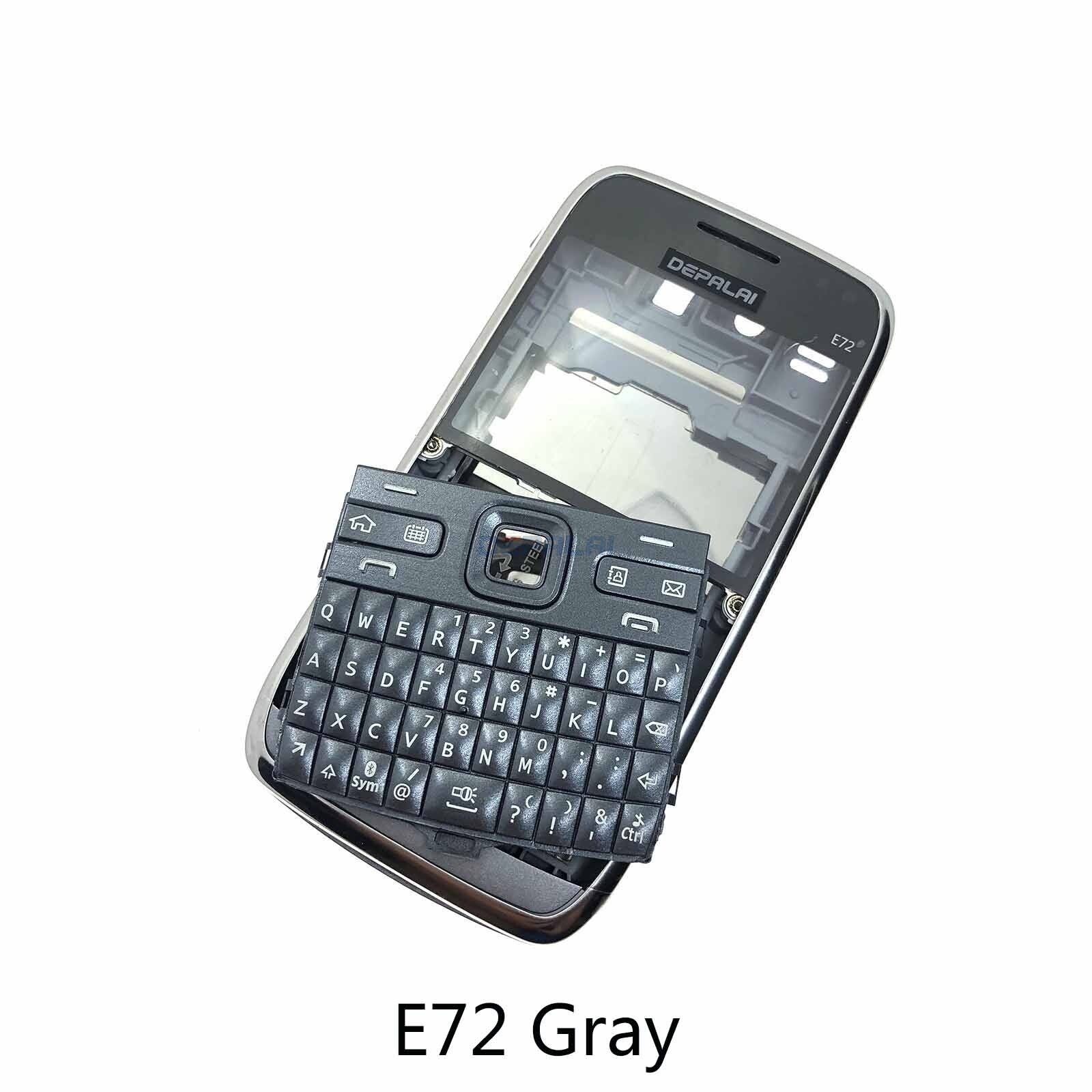 Voor Nokia E63 E71 E72 Behuizing Voorkant Faceplate Frame Cover Case + Back Cover Batterij Deur Cover + Toetsenbord: E72 Gray