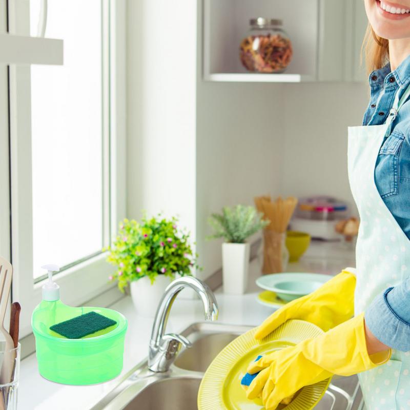 Dishwasher Dispenser Sponge Holder Washing Soap Dispenser 2 In 1 Washing Up Liquid Dispenser With Sponge Dish Soap Dispenser And