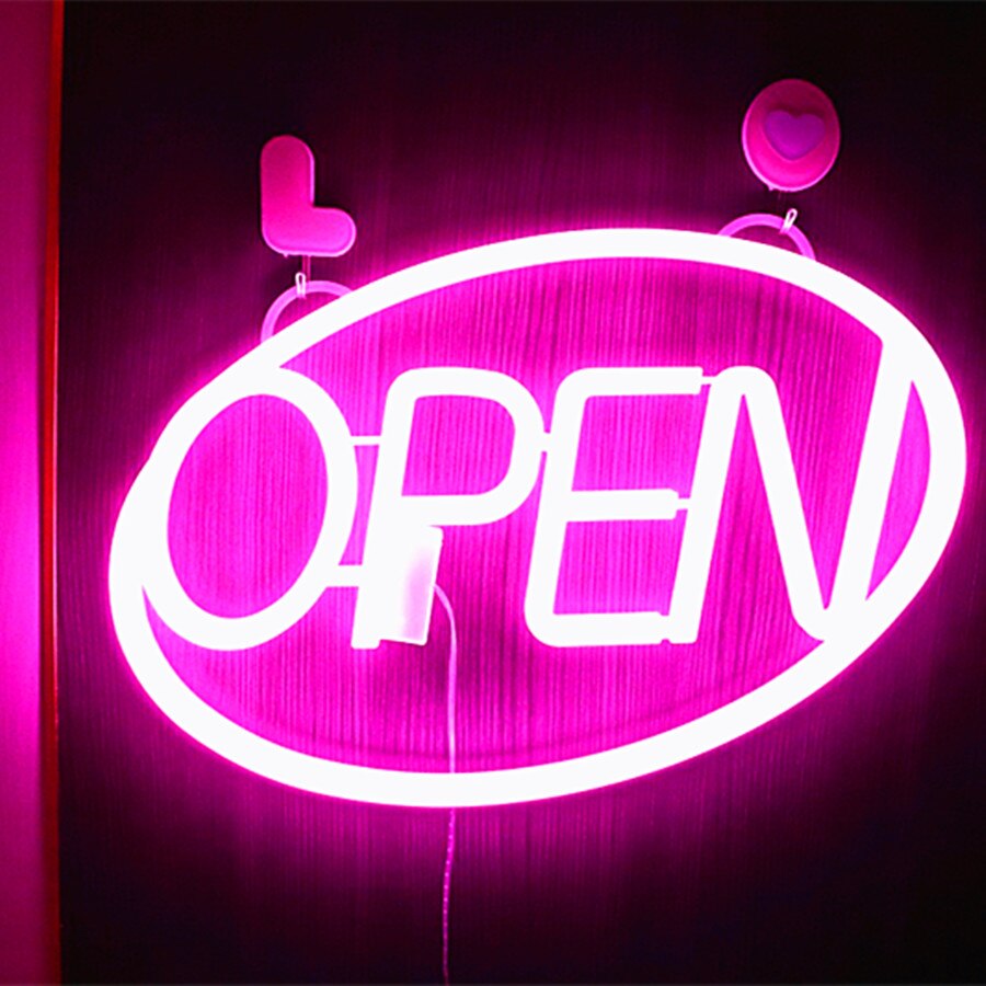 42*26.8cm öppna neonskyltar ultra ljusa öppna bokstäver neon led lampa restaurang bar heminredning usb/batteridriven ljus 7 färg